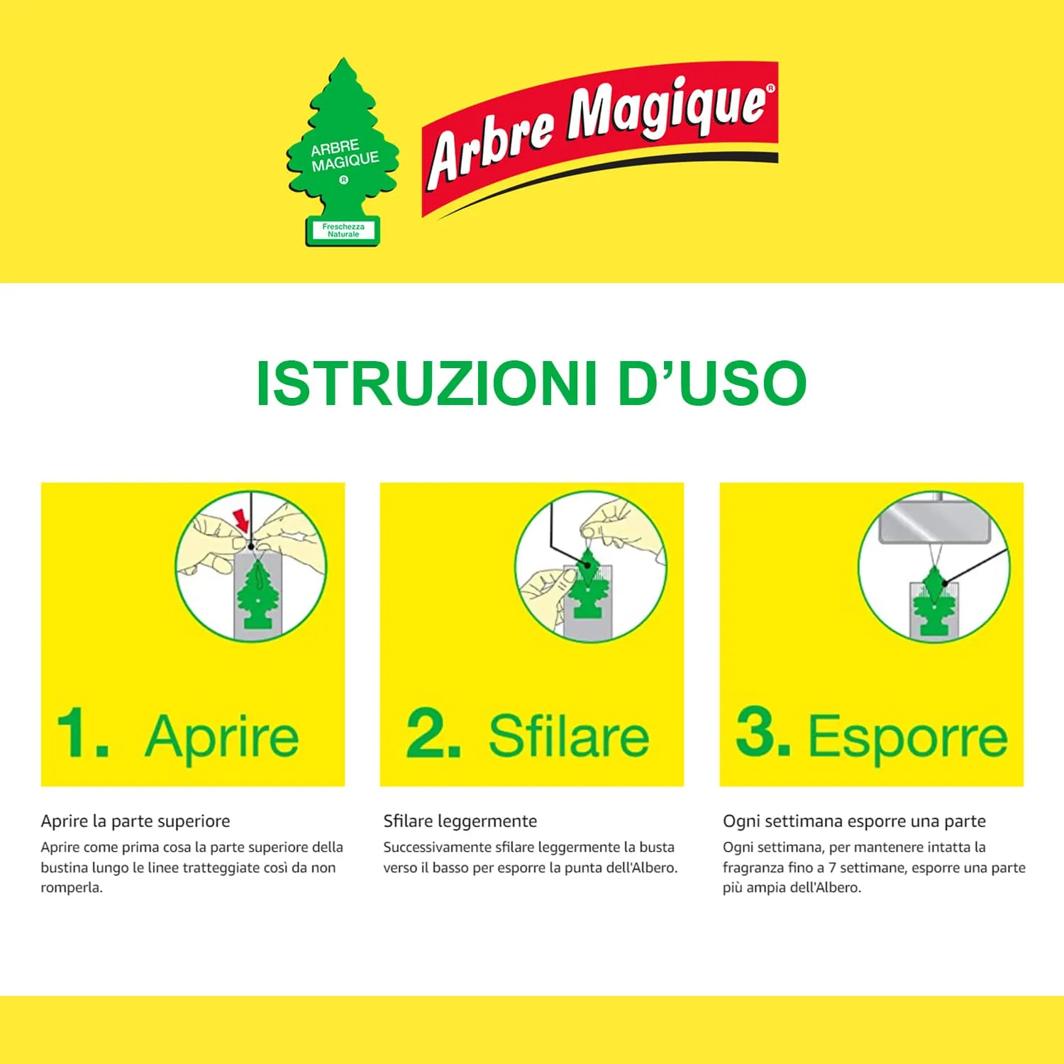Arbre Magique, Profumatore Auto, Profumazione Intensa e Strutturata, Durata fino a 7 Settimane, Made in Italy, 24pz Arbre Magique, Profumatore Auto, Profumazione Intensa e Strutturata, Durata fino a 7 Settimane, Made in Italy, 24pz - immagine 2